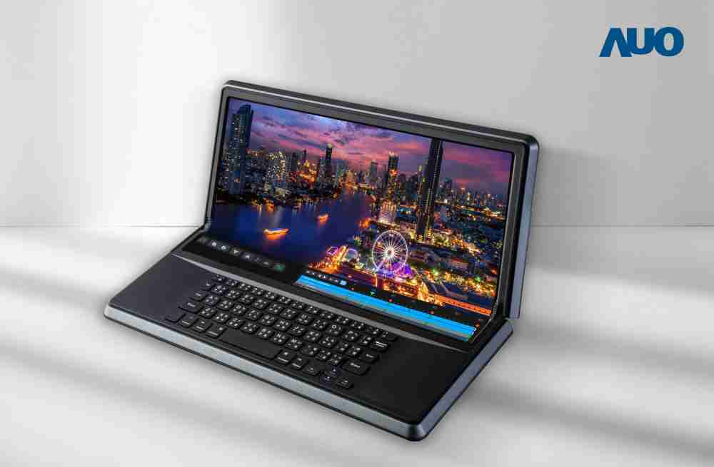 巨星国际14.6吋Micro LED折迭显示屏幕，，，，搭配半径4mm的弯折绞炼，，以及高画素、、、、高亮度、、、高对比度的显示技术特点，，即便在大视角下仍保有绝佳色相与亮度