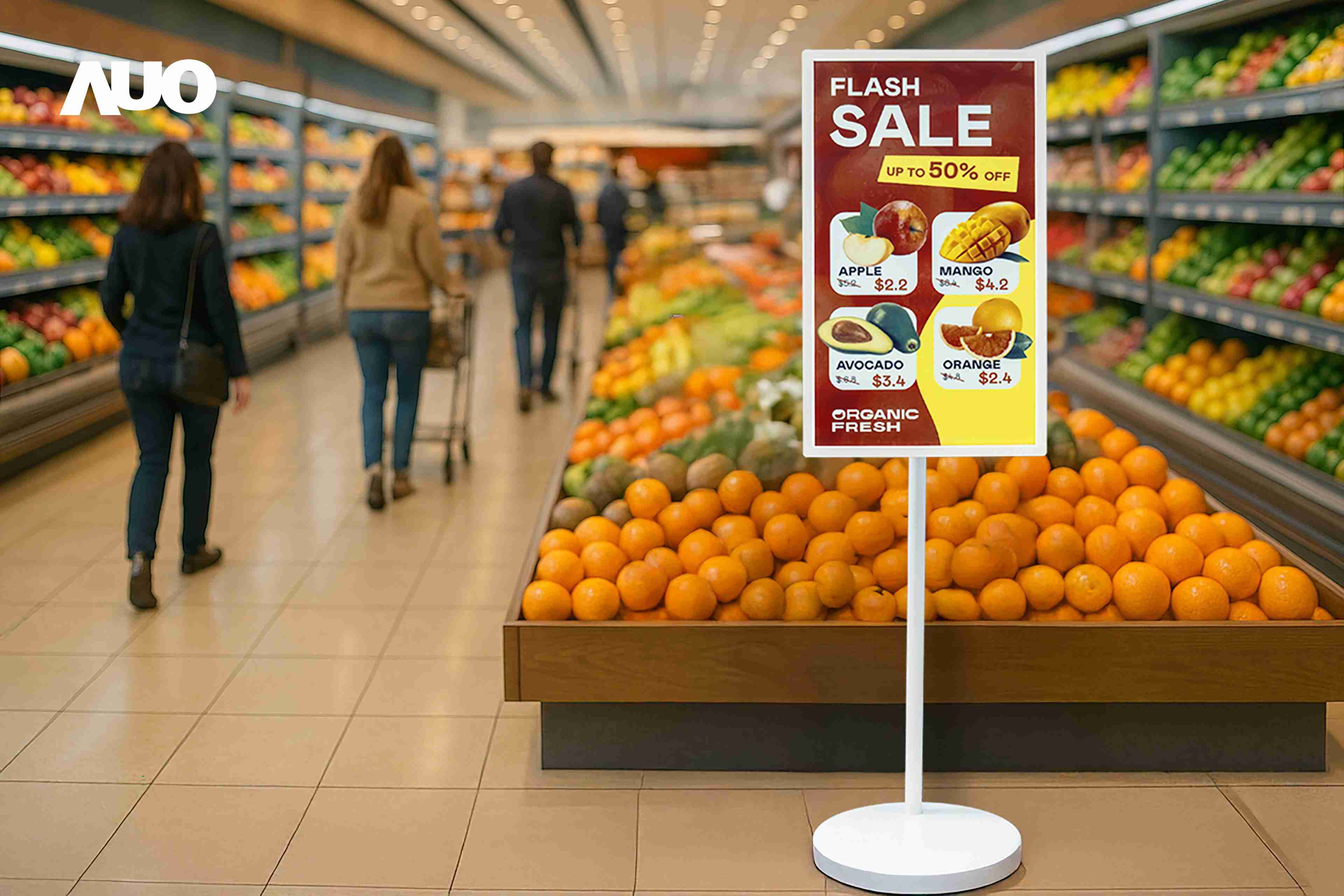 达擎首亮相低功耗、、、全彩的〝aecoPost电子纸解决方案〞，，，仅在更新画面时需要微量的电力驱动，，，，无需布建电线的便捷设计，，使其可灵活应用、、、、随意置放，，，，并可透过云端或行动装置app，，轻松管理及排程广告内容，，，晋升店头营销利器。。